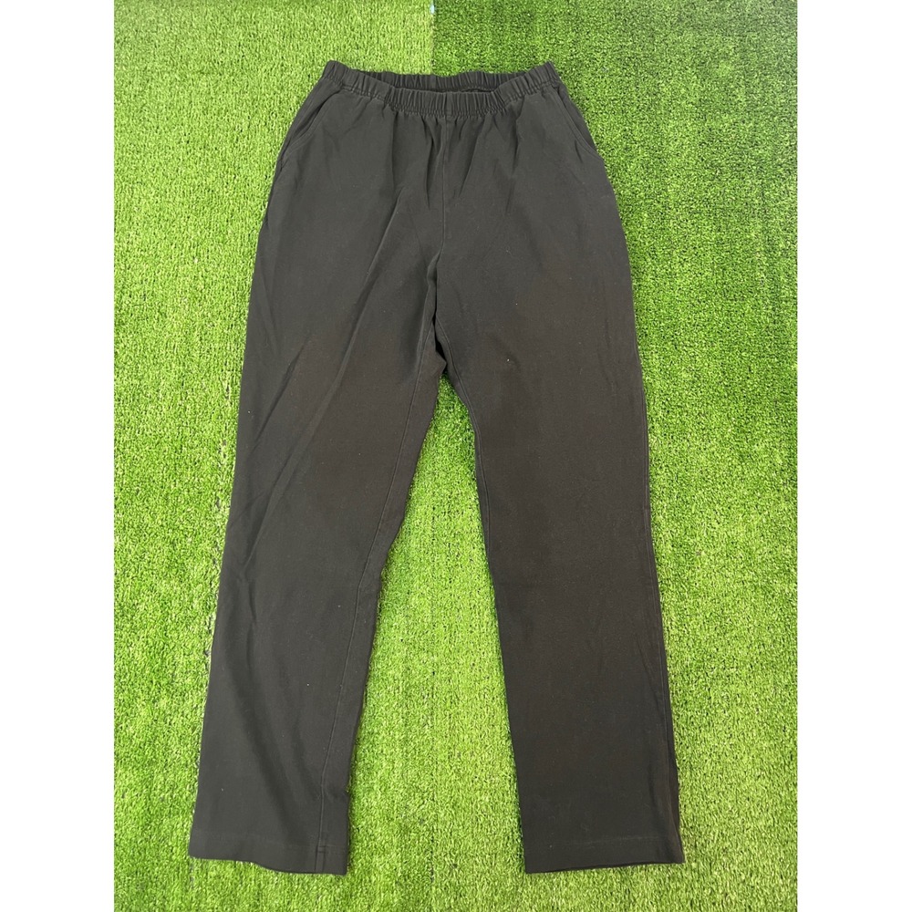 LL Bean Womens Black Elastic Waist Pull On Straight Leg Knit Pants Size M Reg